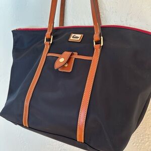Dooney & Bourke Wayfarer Zip Tote Blue with Brown Accents